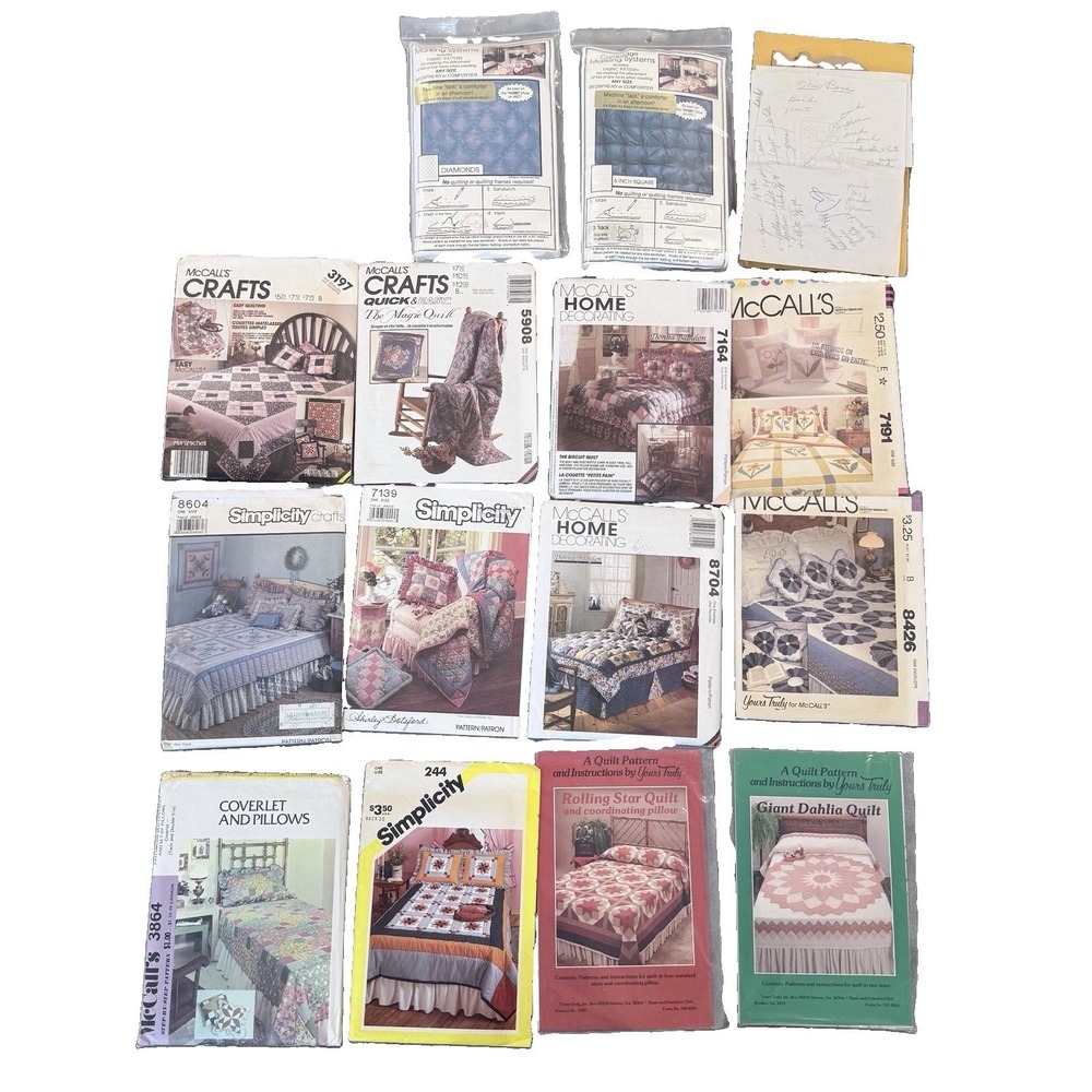 Vtg Sewing Pattern Lot 15 Quilt Coverlet Bedspread McCall's Simplicity Craft